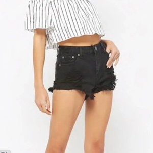 *Forever 21 Black High Rise Distressed Shorts